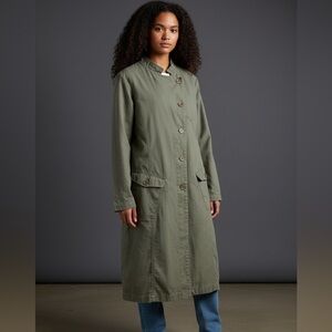 ETAM Women’s Olive Green Long Military Jacket. Size FR 42. SKU 588